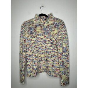Talbots vintage Chunky Knit Wool Blend Yellow Colorful Sweater Size Medi…